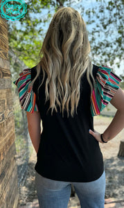 Sterling Kreek Ruffle Serape Top