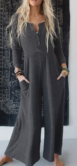 Load image into Gallery viewer, Lovesoft Button Front Wide Leg Jumpsuit
