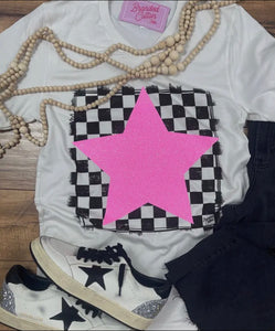 Branded Tee Checkered Sparkle Star Tee