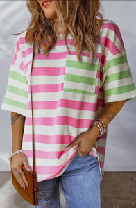 Contrast Patch Pocket Drop Sleeve Tee