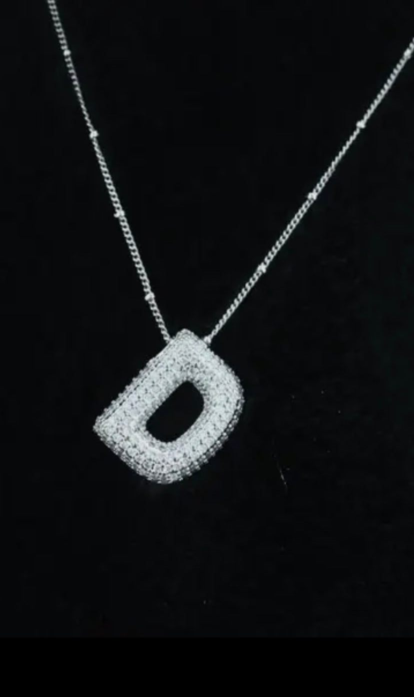 Jeweled CZ Bubble Initial Necklace