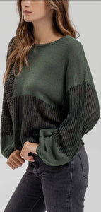 Blu Pepper Back-Tie Colorblock Knit Sweater