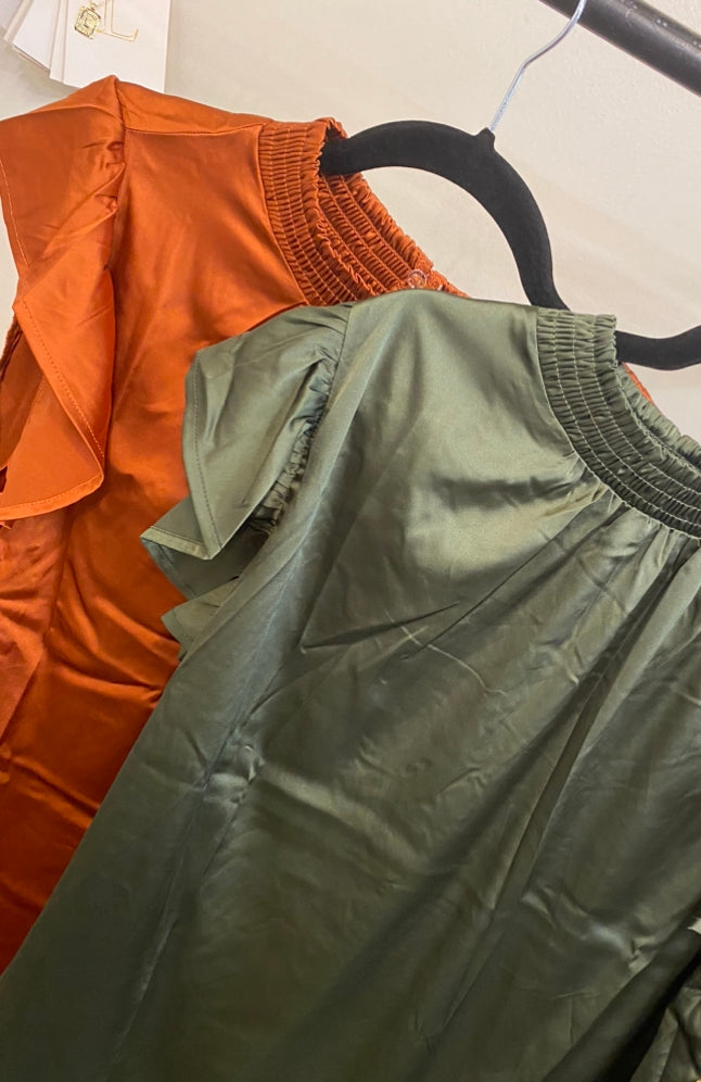 Sterling Kreek Babydoll Top Hunter Green/ Rustic Rust