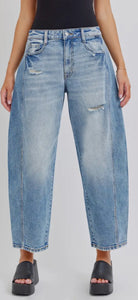 Cello Mid Waisted Barrel Jeans with Side Panel