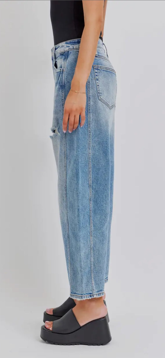 Cello Mid Waisted Barrel Jeans with Side Panel