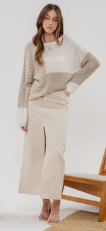 Load image into Gallery viewer, Blu Pepper Back-Tie Colorblock Knit Sweater
