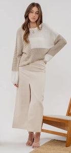 Blu Pepper Back-Tie Colorblock Knit Sweater