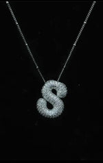 Load image into Gallery viewer, Jeweled CZ Bubble Initial Necklace
