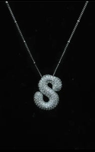 Jeweled CZ Bubble Initial Necklace