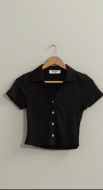 Load image into Gallery viewer, Hyfve Crinkle Knit Button Front Top
