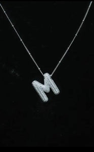 Jeweled CZ Bubble Initial Necklace