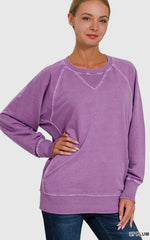 Load image into Gallery viewer, Zenana  Mineral Washed French
Terry Pullover W/Pockets
