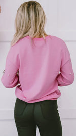 Load image into Gallery viewer, BonBon Pink Pearl Embellished Sweatshirt
