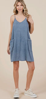 Load image into Gallery viewer, Denim Tank Style Dress with Pockets
