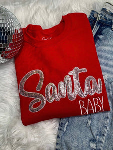 Silver Sequin Santa Baby Holiday Sweatshirt