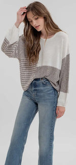 Load image into Gallery viewer, Blu Pepper Back-Tie Colorblock Knit Sweater
