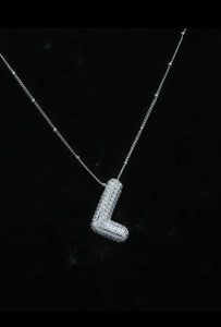 Jeweled CZ Bubble Initial Necklace