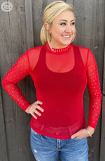 Load image into Gallery viewer, Sterling Kreek Ruby In The Sky Bling Mesh Top
