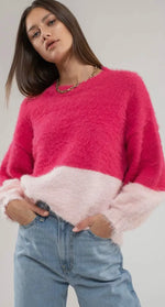 Load image into Gallery viewer, Horizontal Split Fuzzy Pullover Sweater

