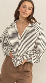 Load image into Gallery viewer, HYFVE Half-Placket Striped Knit Top
