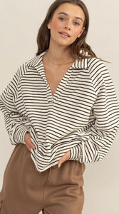 HYFVE Half-Placket Striped Knit Top