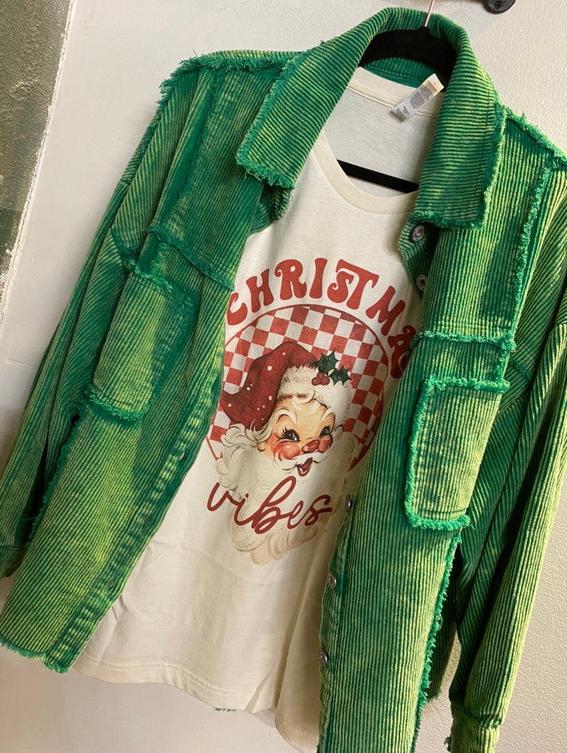 Vintage Santa checkered Christmas Vibes Graphic Tee