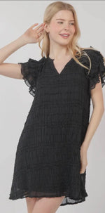 Load image into Gallery viewer, Black Ruffled Sleeve Dress
