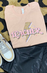 Load image into Gallery viewer, Retro Lightning Bolt Teacher Graphic Tee
