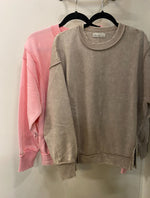 Load image into Gallery viewer, Zenana Acid Washed Exposed Hem Fleece Sweatshirt
