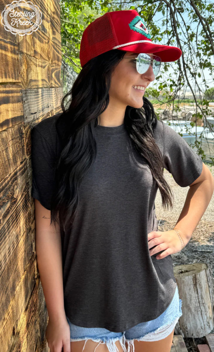 Sterling Kreek Simple Sterling Heathered Black Tee