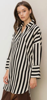 Load image into Gallery viewer, Modern Society Striped Longline Tunic
