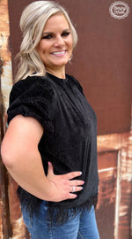 Load image into Gallery viewer, Sterling Kreek Rise and Shine Black Velvet Top
