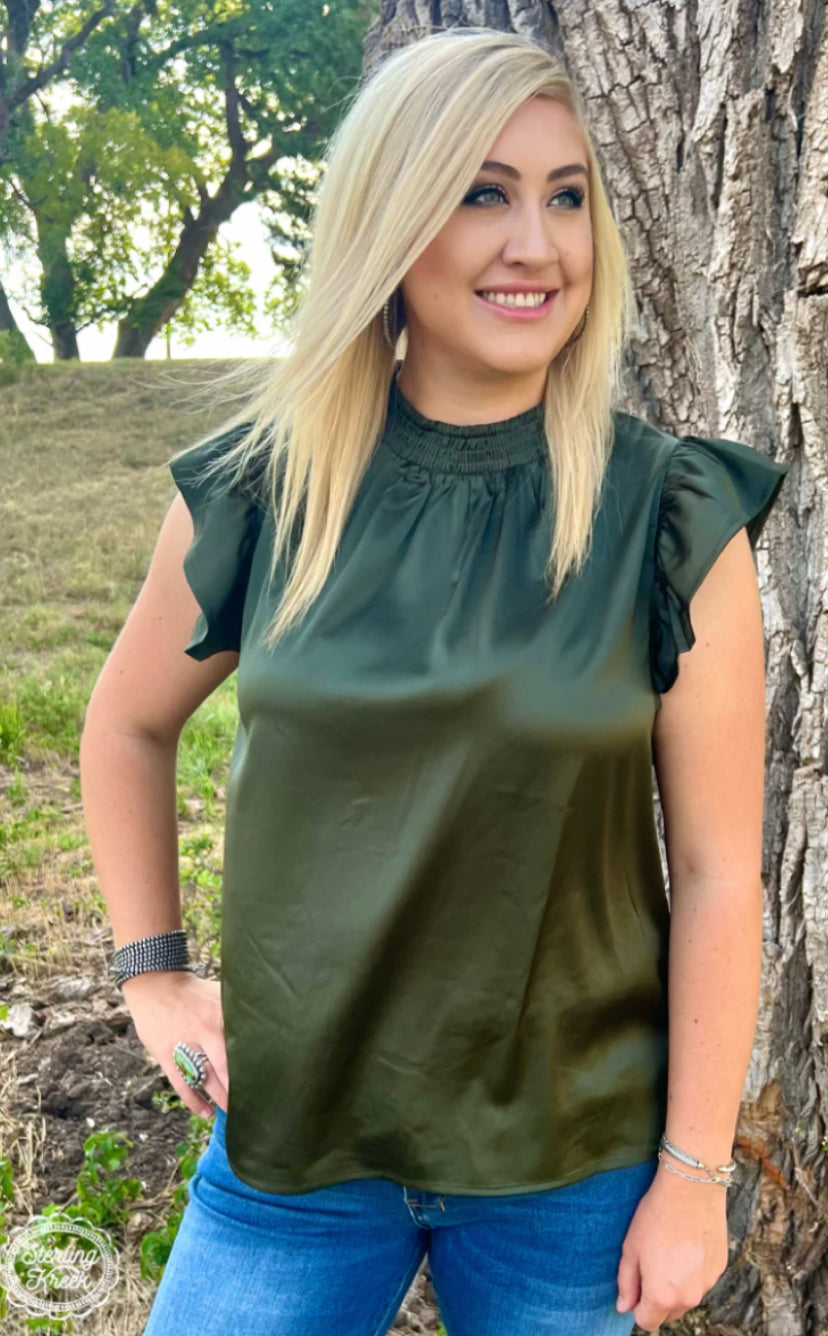 Sterling Kreek Babydoll Top Hunter Green/ Rustic Rust