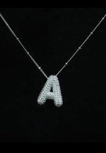 Load image into Gallery viewer, Jeweled CZ Bubble Initial Necklace
