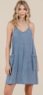 Load image into Gallery viewer, Denim Tank Style Dress with Pockets
