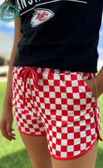 Load image into Gallery viewer, Sterling Kreek PEP RALLY CHECKERED SHORTS PURLPE/RED/BLUE
