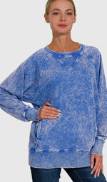 Load image into Gallery viewer, Zenana Acid Washed French Terry Pullover W/Pockets
