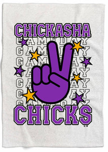 Game Day Peace Sign Chickasha Chicks Sweatshirt Blanket