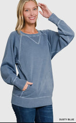 Load image into Gallery viewer, Zenana  Mineral Washed French
Terry Pullover W/Pockets
