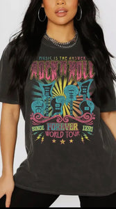 Rock n Roll Forever Retro Mineral Wash Graphic Tee