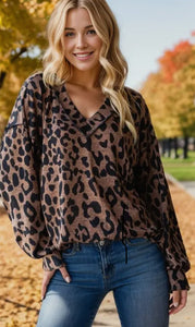 Hemish Puff Sleeve Animal Print Top