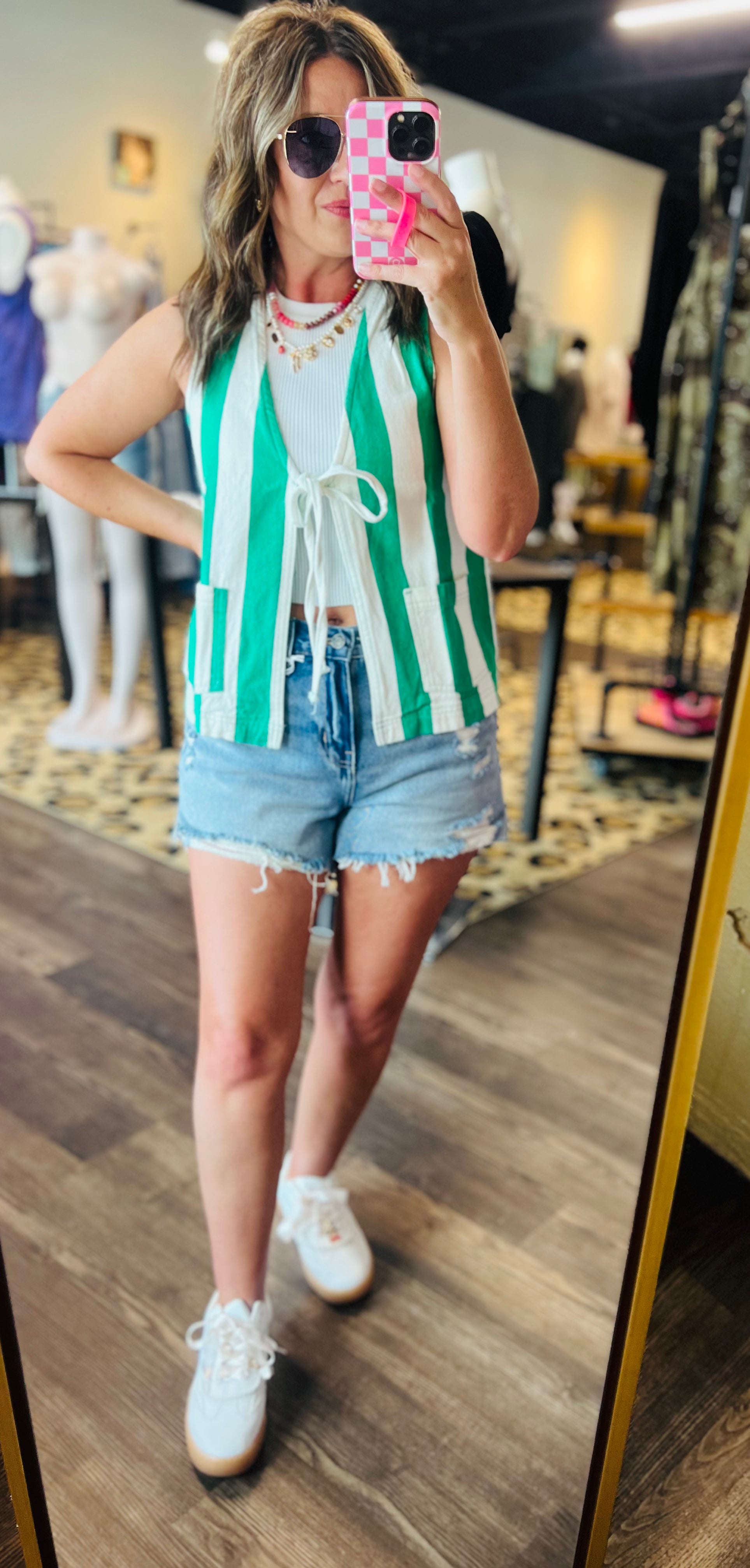 Woven Striped Tie Vest