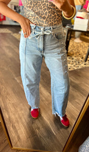High Rise Barrel Denim