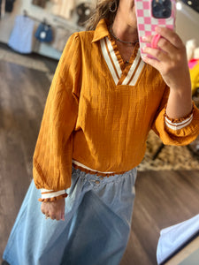 Ruffle Detail Fall Blouse