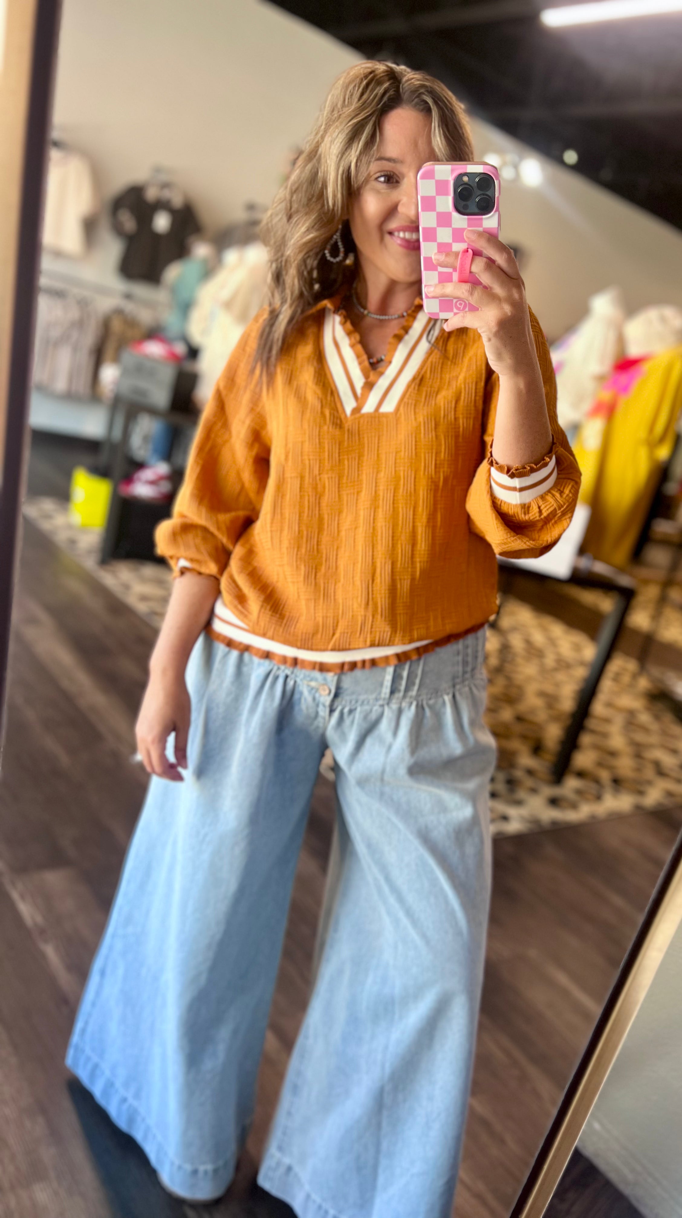 Ruffle Detail Fall Blouse