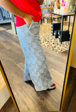 Load image into Gallery viewer, Checkered Wide Leg Chambray Pants
