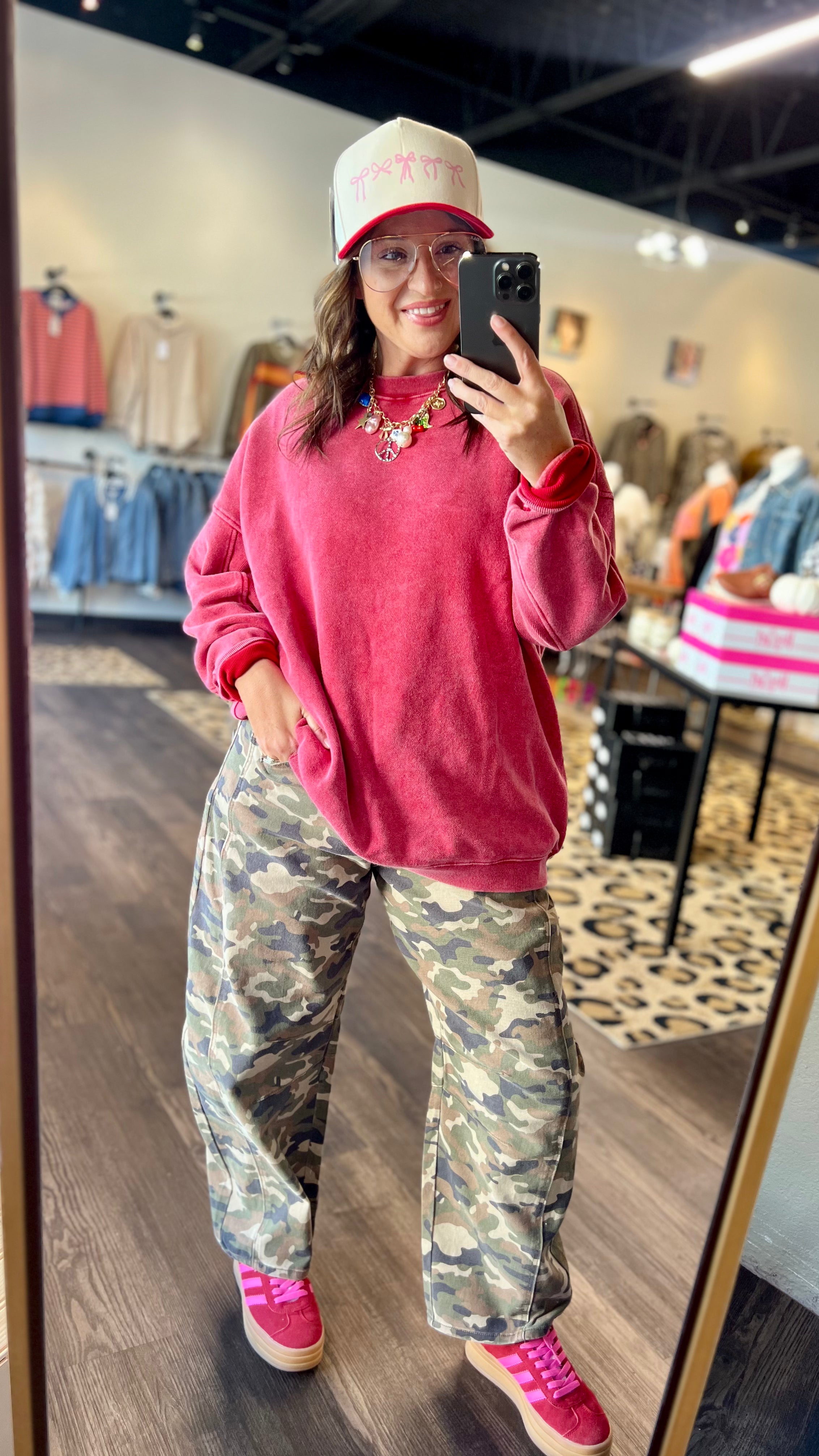 Oversized Mineral Washed Red Sweatshirt