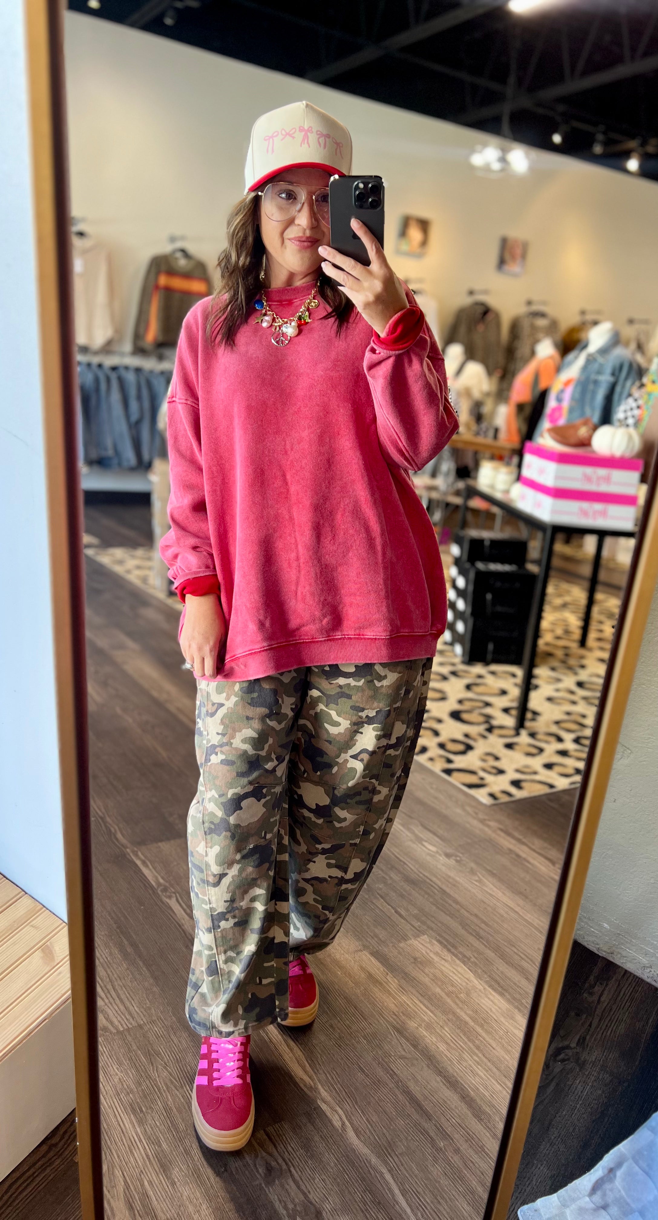 Oversized Mineral Washed Red Sweatshirt