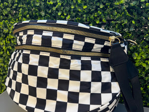 Checkered Oversized Nylon Bum Bag