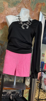 Load image into Gallery viewer, Sterling Kreek Jitterbug Bling Shorts Hot Pink/Black
